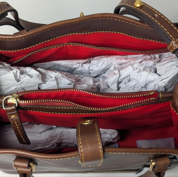 Dooney Bourke Handbag Perry Chestnut Florentine Leather Satchel Tote W/ Dust Bag - Picture 4 of 9